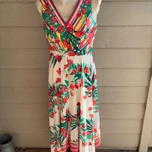 Vince Camuto Floral V-Neck Sleeveless Midi Dress size M